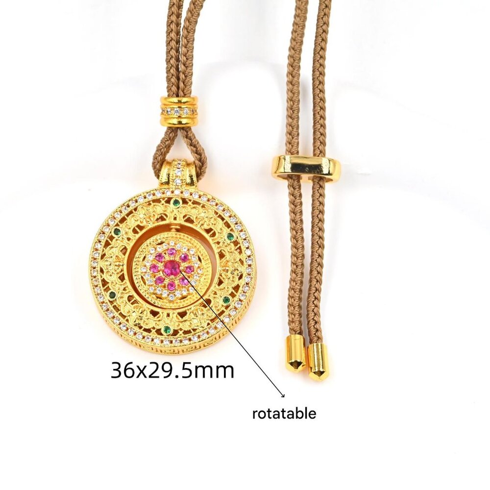 ✨ NEW Gold Plated Rotatable Chakra Pendant Necklace | Feng Shui Protection Jewel